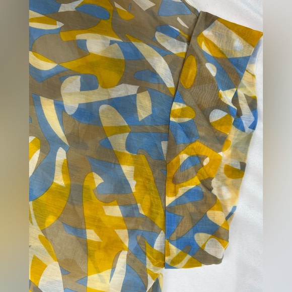 New LAFAYETTE 148 Silk Blend Golden Summer Blouse - Button Front - Abstract 3X - Picture 3 of 5